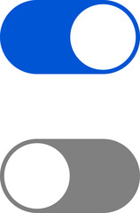 On Off Gray and Blue Switch Button Slider Icon Set. Vector Image.