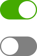 On Off Gray and Green Switch Button Slider Icon Set. Vector Image.