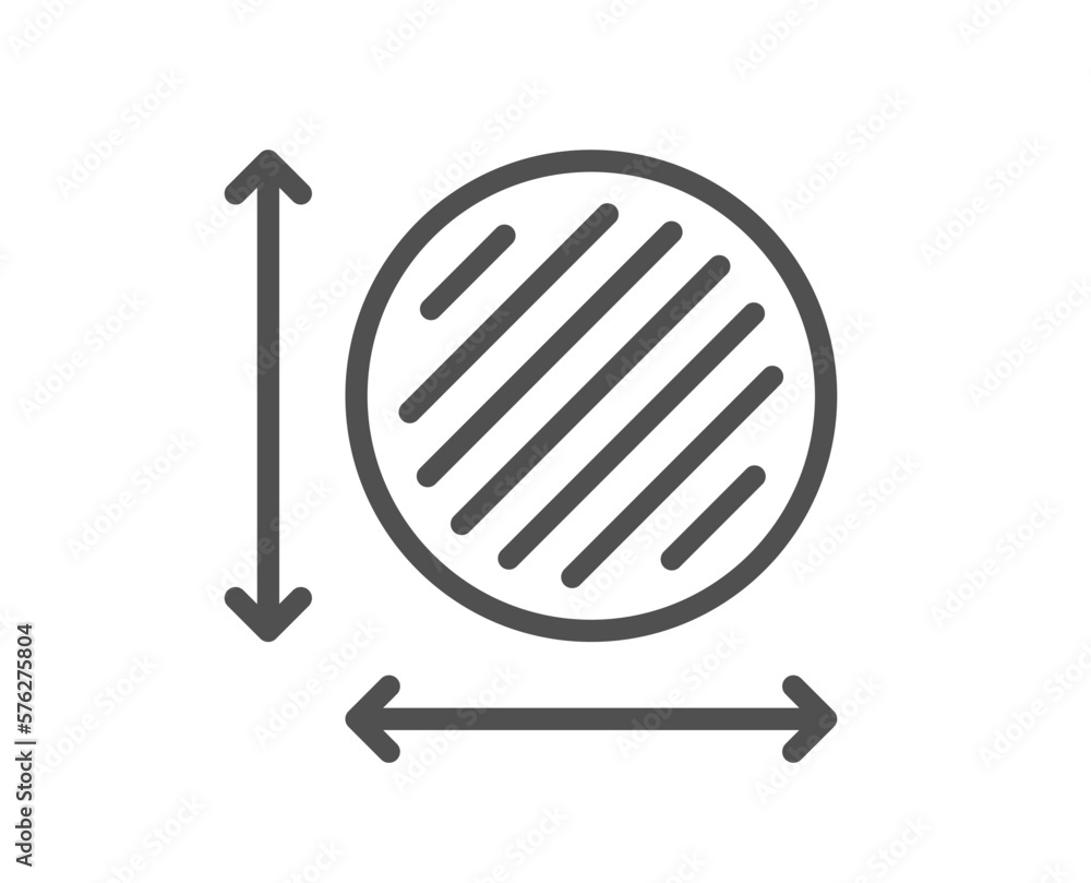 Poster circle area line icon. territory dimension sign. round lap measurement symbol. quality design elemen