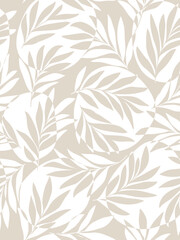 Seamless abstract  light  grey and white floral  background.Vector grey and white pattern with leaves.