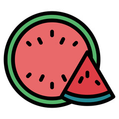 watermelon filled outline icon style