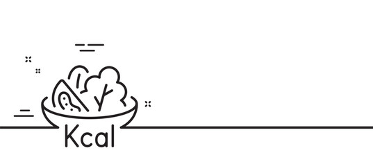 Salad line icon. Diet kcal sign. Low calories food symbol. Minimal line illustration background. Salad line icon pattern banner. White web template concept. Vector