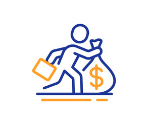 Salary line icon. Business wages sign. Cash money bribe symbol. Colorful thin line outline concept. Linear style salary icon. Editable stroke. Vector