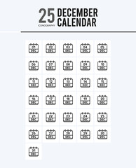 25 December Calendar Outline icons Pack vector illustration.