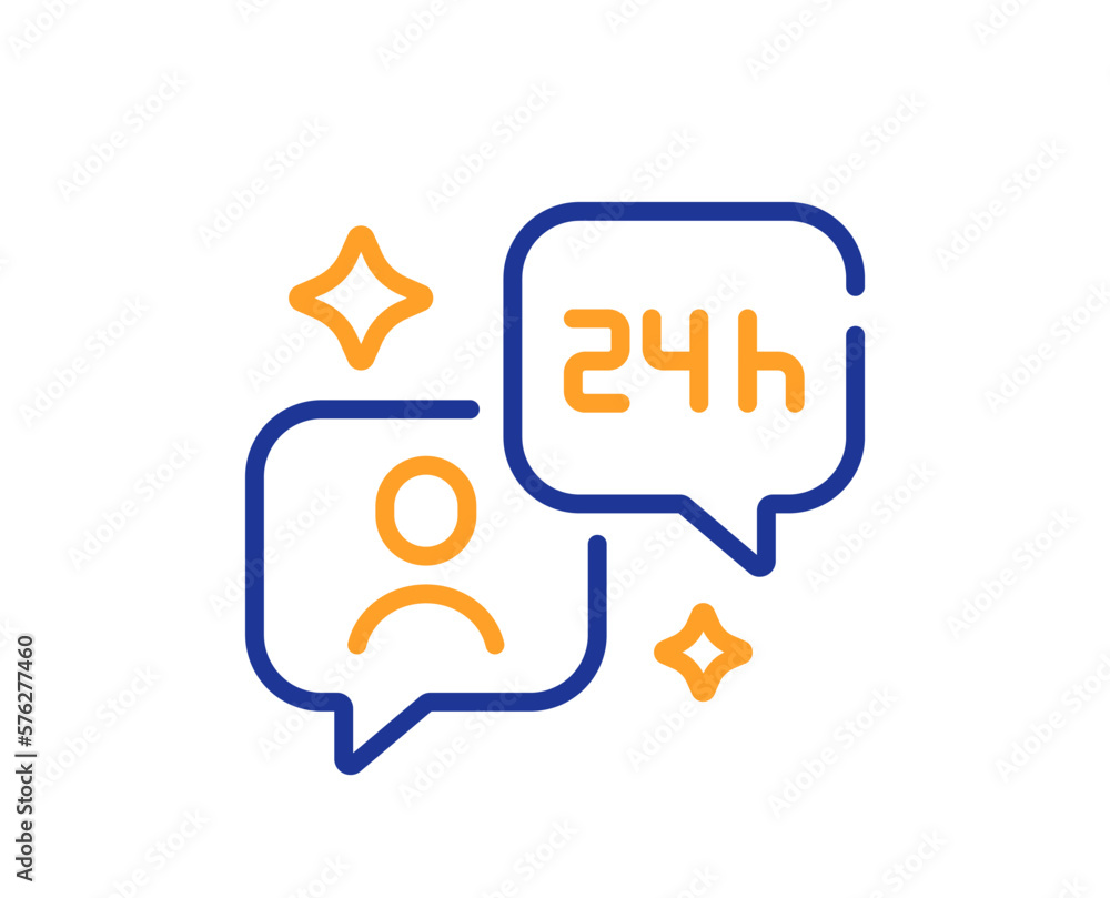 Poster consulting line icon. support service sign. customer hotline symbol. colorful thin line outline conc