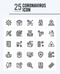 25 Coronavirus Outline icons Pack vector illustration.