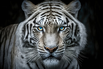 Fototapeta premium White tiger looking at the camera
