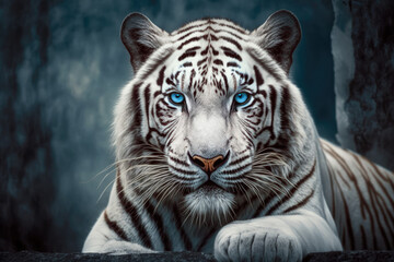 White tiger looking at the camera