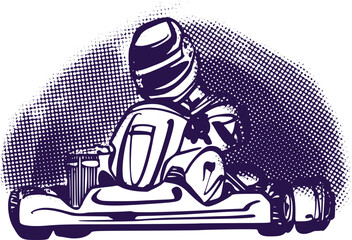 vector illustration of the karting car - obrazy, fototapety, plakaty