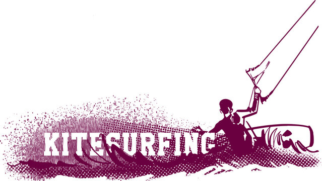 vector illustration of the kite surfing sportsmen 