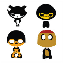 Set of beautiful and cute cartoons design vector file