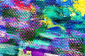 Colorful abstract oil painting art background. Texture of canvas and oil.