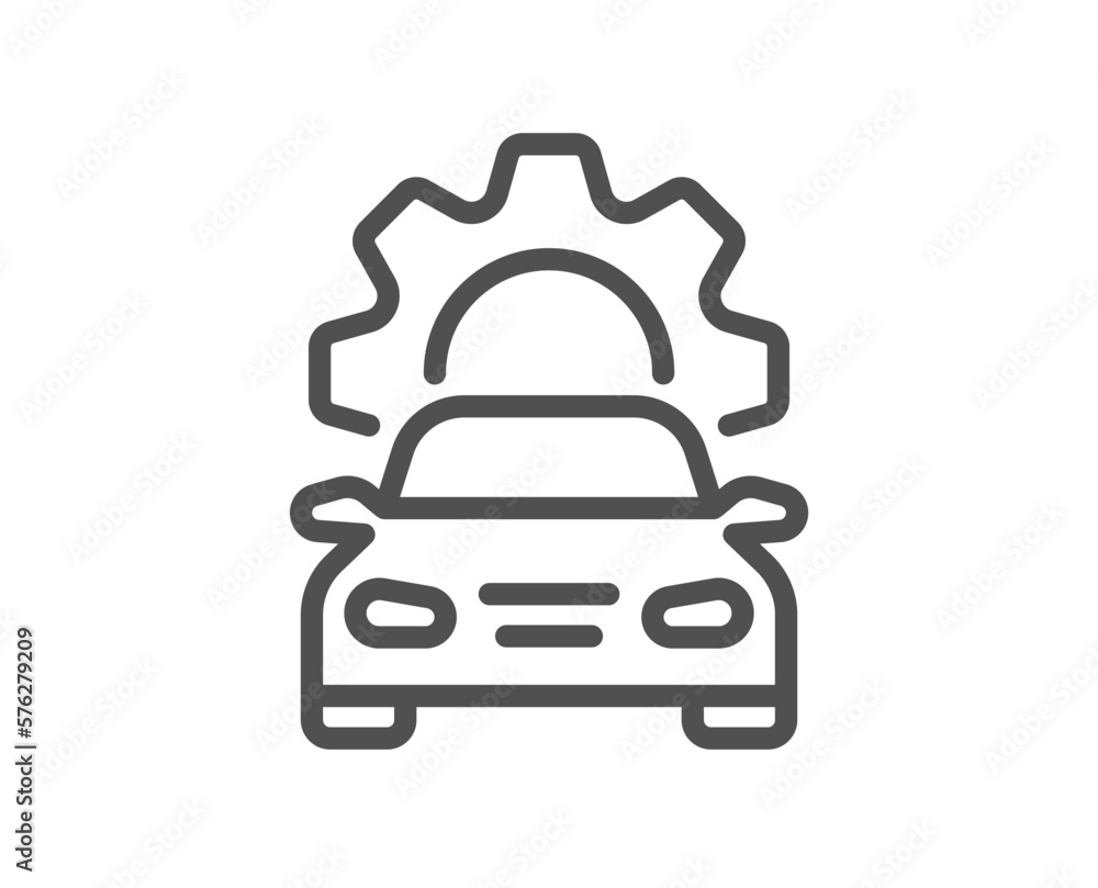 Poster car service line icon. mechanic garage sign. vehicle maintenance symbol. quality design element. lin