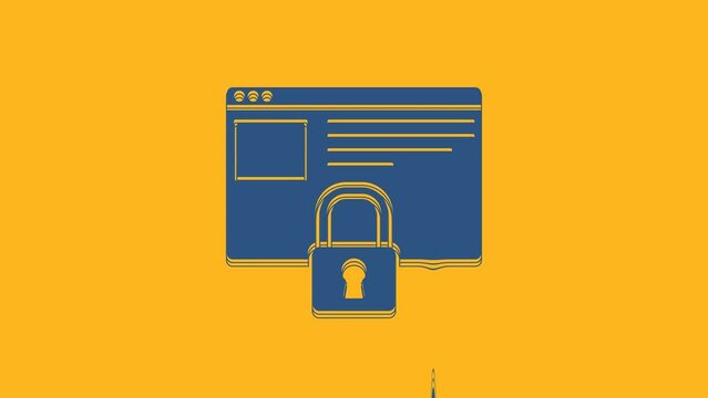 Blue Secure your site with HTTPS, SSL icon isolated on orange background. Internet communication protocol. 4K Video motion graphic animation
