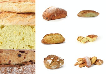 collection of photos of bread on a white background 