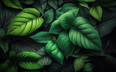 green leaves background, Generative AI