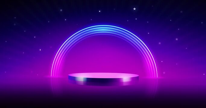 Podium with Round Neon Frame Animation