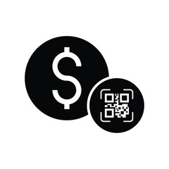 QR Code payment icon design. Scan qr code icon, payment hand with phone, scanner app, isolated on white background vector illustration