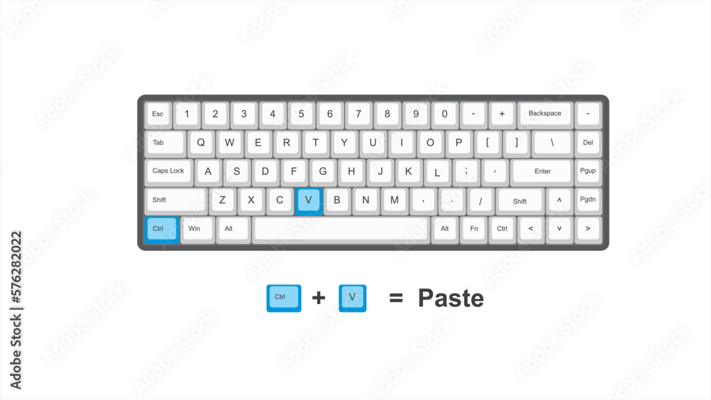 Poster vector control ctrl + v = paste - keyboard shortcuts to cut - windows with keyboard white and blue i
