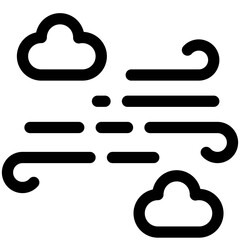windy cloudy black outline icon