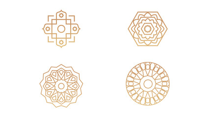 Four islamic shapes ornaments isolated on white background.
