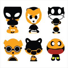 Set of beautiful and cute cartoons design vector file