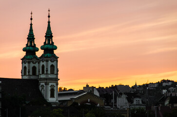 Naklejka premium church in sunset