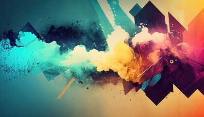 sporty energetic style abstract color splash with geometric shape artistic background wallpaper	
