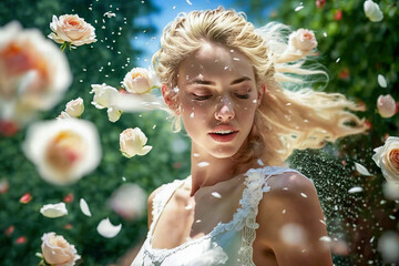 Love in Bloom: A Bride's Fairytale Wedding, ai generative