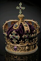 Ai illustration of a golden crown with jewels
