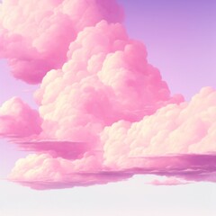 pink cloudscape with fluffy cotton candy pink clouds - AI generated glamour background wallpaper