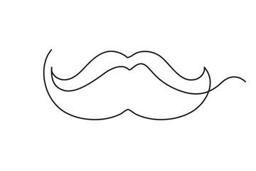 One Line Drawing Mustache, Continuous Line Dad Whiskers, Moustache, Vintage Man Hairstyle