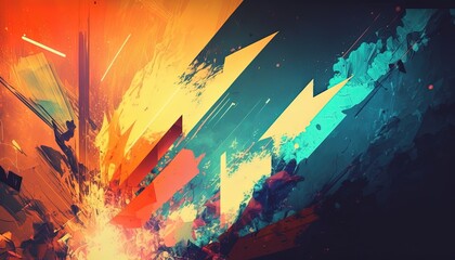 Obraz na płótnie Canvas sporty energetic style abstract color splash with geometric shape artistic background wallpaper, Generative Ai