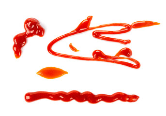 Ketchup Drop Isolated, Tomato Sauce Splash, Catsup Stain, Hot Puree Spill, Red Dressing Dripping Collection