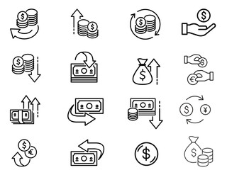 Simple Set of Money Movement Related Vector Line Icons