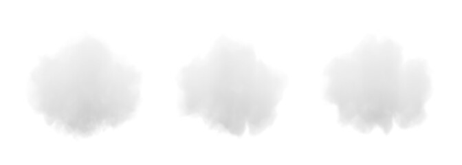 Set of clouds on transparent background, smoke, fog, png, 3d render illustration.