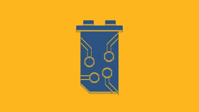 Blue Video graphic card icon isolated on orange background. 4K Video motion graphic animation