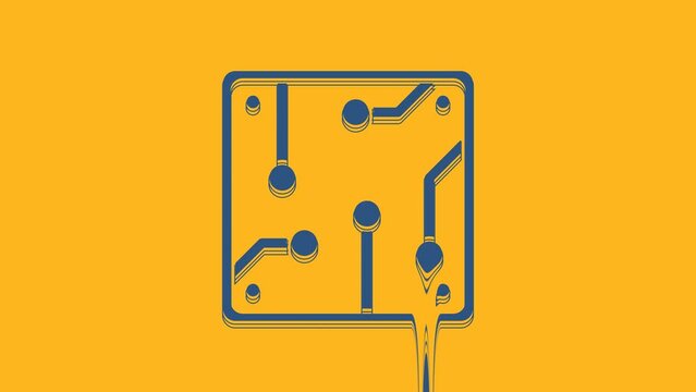 Blue Processor icon isolated on orange background. CPU, central processing unit, microchip, microcircuit, computer processor, chip. 4K Video motion graphic animation