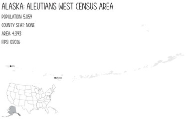 Obraz premium Large and detailed map of Aleutians West Census Area in Alaska, USA.