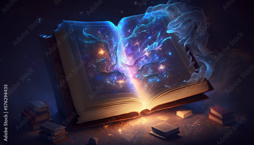 Poster akashic record: the magical book of healing and transformation. generative ai.