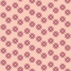 Pretty pink daisy flower seamless vector pattern background. Vintage stylized meadow flowers backdrop. Hand drawn line art geometric zig zag effect botanical design. Garden flower cottagecore repeat