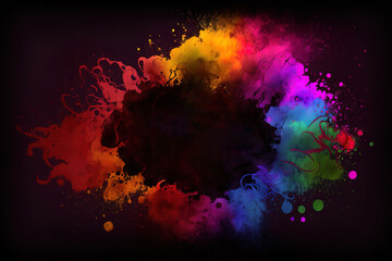 Multicolored explosion of rainbow holi powder paint