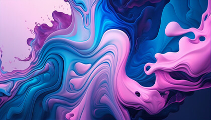Fototapeta premium blue and pink fluid illustration. AI generated image