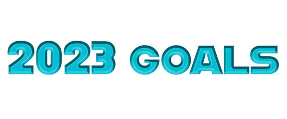 2023 Goals text concept 3d render with blue color.  Transparent text. Success concept. Improve and goals concept. 