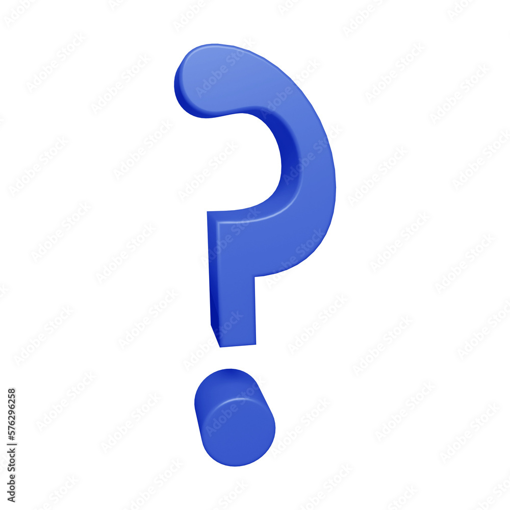 Poster blue question mark or icon design in 3d rendering