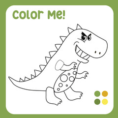 Colour me: tyrannosaurs rex (T-rex) Dinosaur Coloring Page Illustration. colouring page for kids with pre-historic animal theme. Ready to print colouring file. 