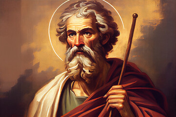 Saint Andrew Apostle of Christ Colored Illustration. Generative Ai.