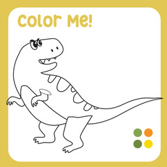 Colour me: Allosaurs Dinosaur Coloring Page Illustration. colouring page for kids with pre-historic animal theme. Ready to print colouring file. 