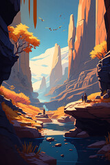 Beautiful landscape with big Mountains and Valleys created using Generative AI technology