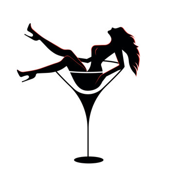 recommend clip art: Silhouette of girl in huge glass